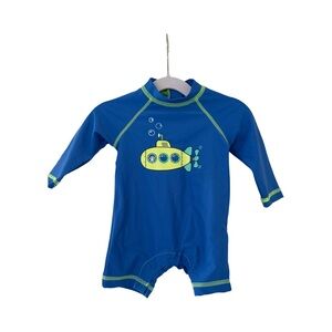 Little Me Blue and Yellow Rashguard with Submarine Design